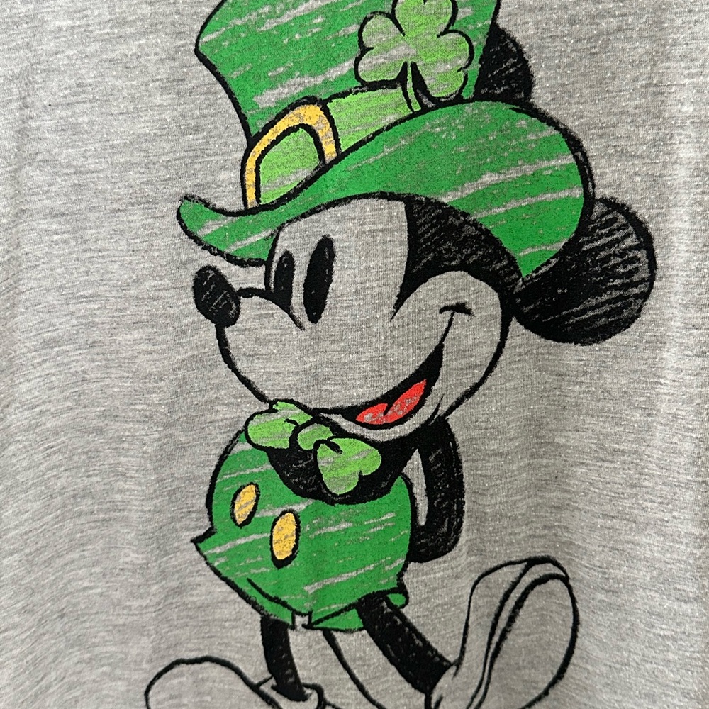 Disney Gray V-Neck Tee with Green Mickey Graphic - Picture 2 of 4